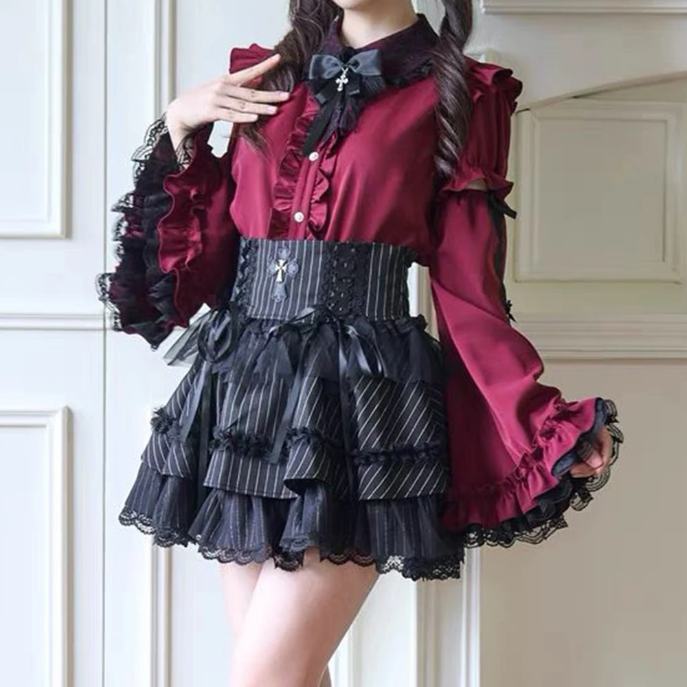 Sleeve Shirt, Bud Clothing Mass Production Top Goth Lolita Japanese Subculture Removable  retro blouse