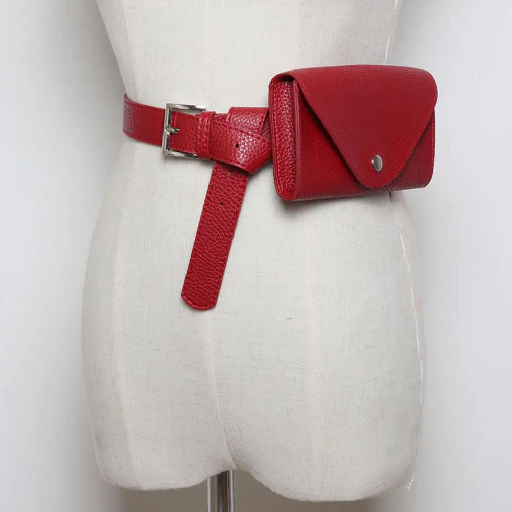 

PU Black Mini Belt Phone Bag Envelope Waist Pack for Women Small Minimalist Clean Design High Capacity Organized Carry All