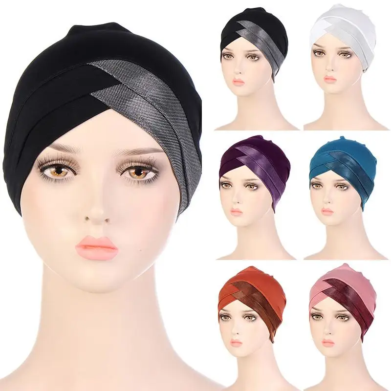 Testa Islâmica Cruz Turbante Muçulmano para Mulheres, Tampão Hijab Interior, Lenços de Cabeça Árabes, Lenço Muçulmano