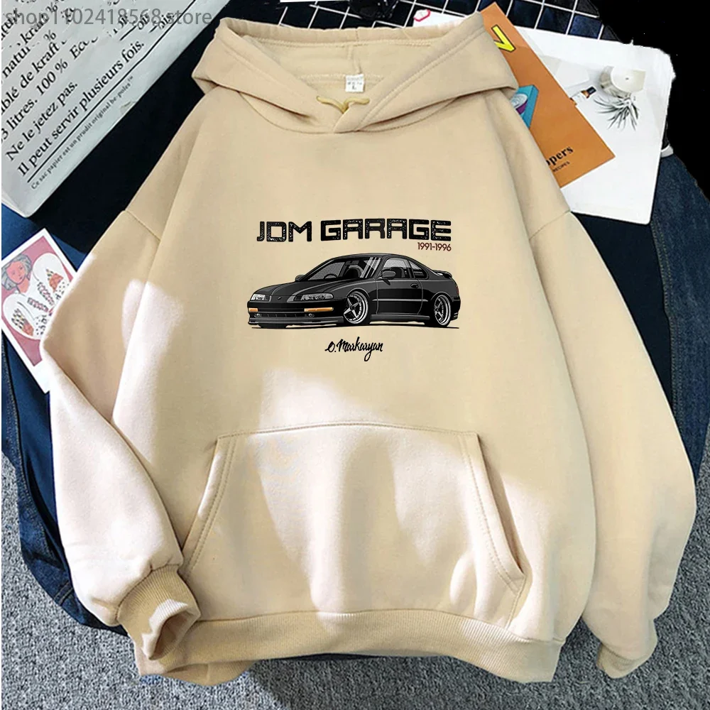 JDM Hoodie Men CRX Initial D Anime Seatshirts Japan Car Print Streetwear Women Vintage O-Neck Winter Casual Harajuku Boy Tops