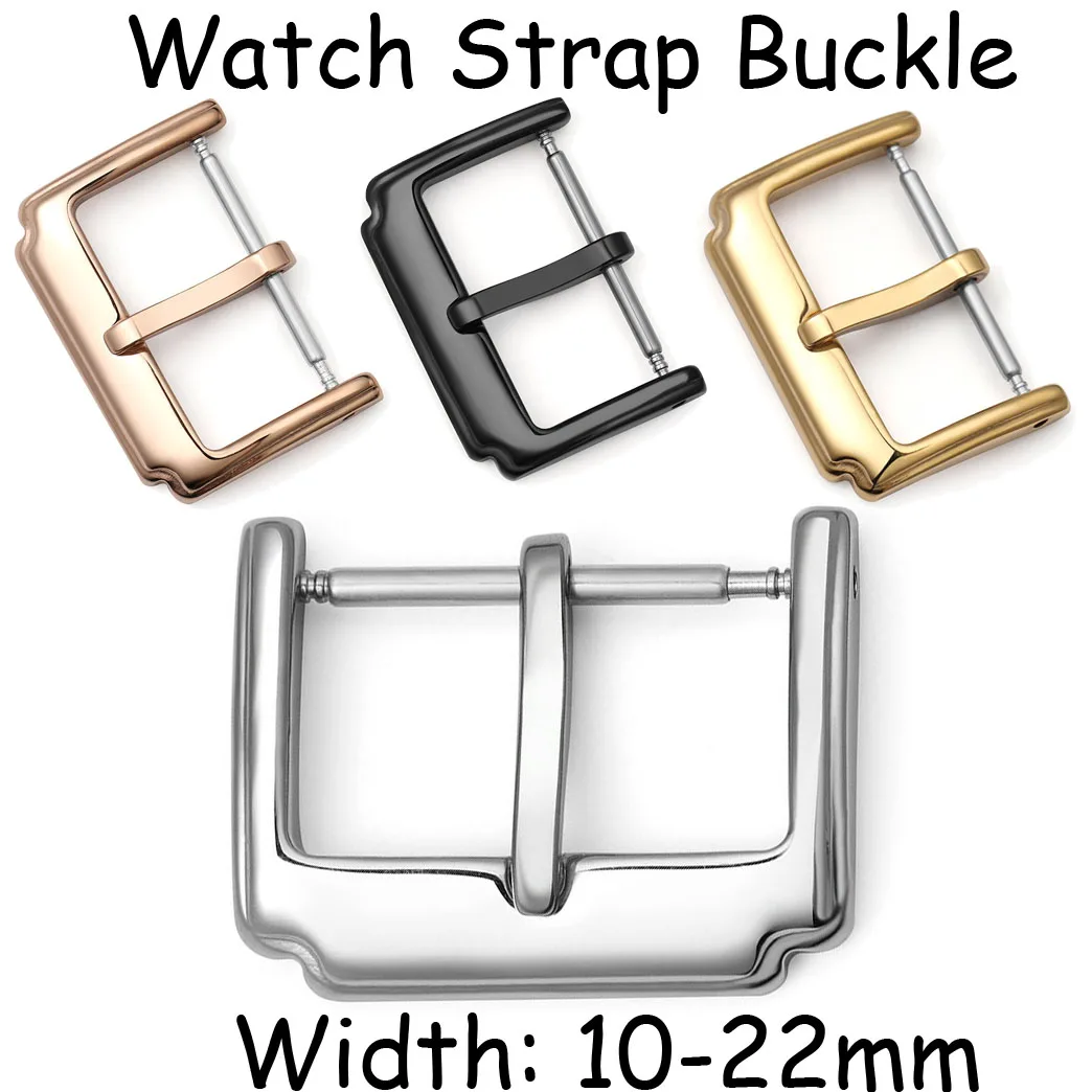 Stainless Steel Watch Band Buckle 10 12 14 16 18 20 22mm Watchband Strap Silver Black Gold Stainless Steel Clasp Accessories