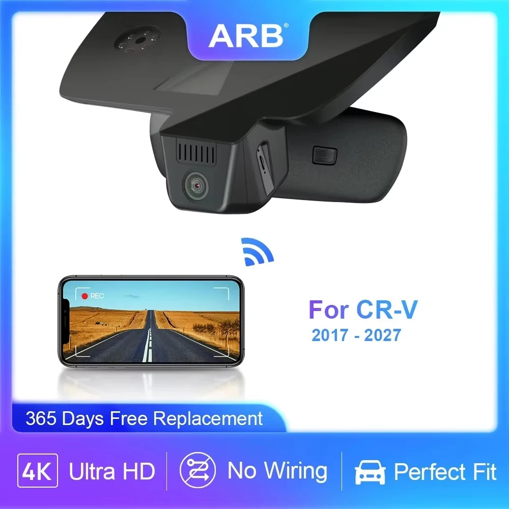 ARB 4K Dash Cam for Honda CR-V 2017-2027, OEM Style Car DVR, WIFI APP, UHD 2160P, G-Sensor