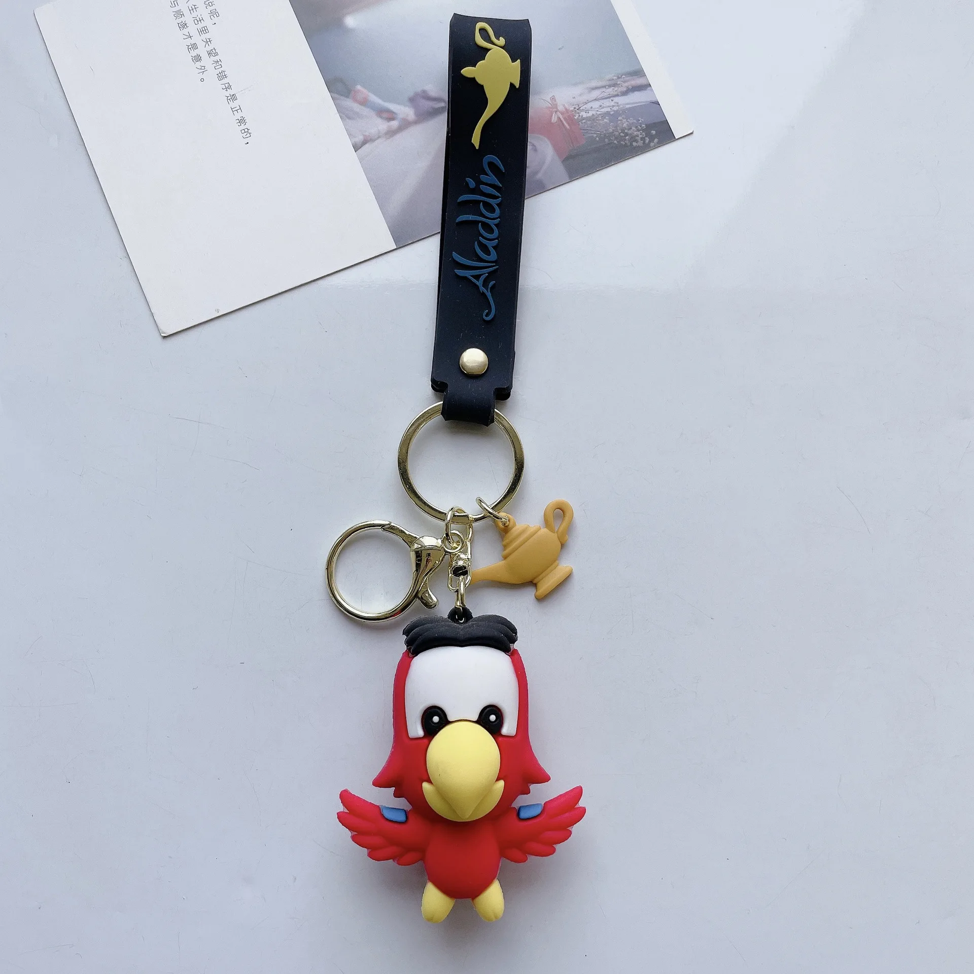 Disney Aladdin Cartoon Figure Backpack Pendant Ornament Keychain Jasmine Princess Genie Keyring Accessories Women Men Kid Gift