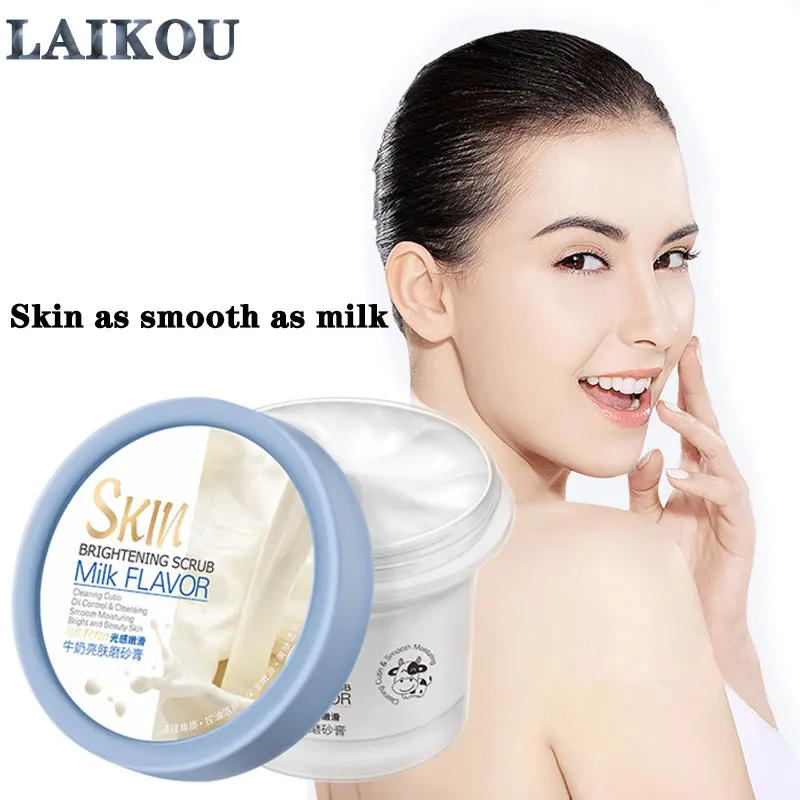 LAIKOU Milk Body Scrub Cream Face Scrub Deep Cleansing Skin Whitening Go Cutin Dead Skin Treatment Acne Moisturizing Body Care