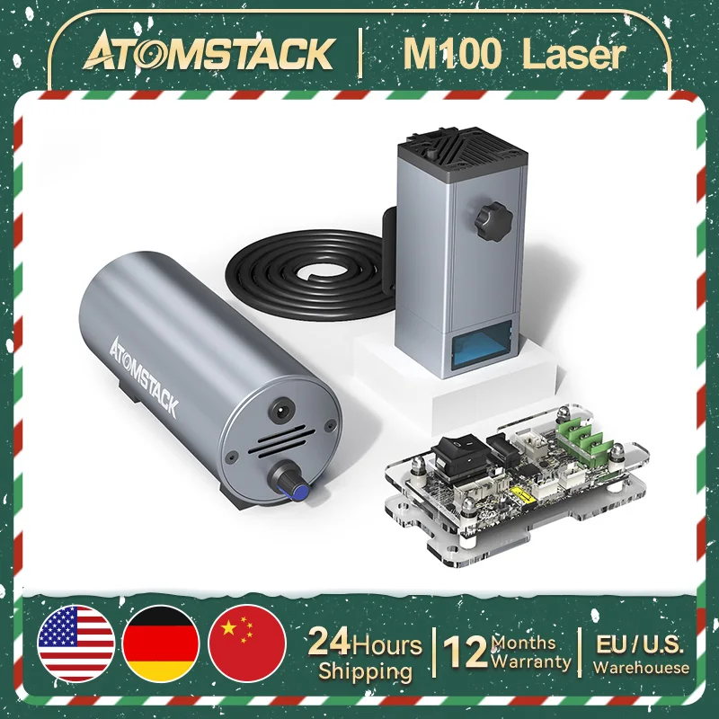 AtomStack M100 Module 130W Quad-Laser Compressed Spot Laser Module Cutting Stainless Steel Acrylic MDF for 90%CNC Laser Engraver