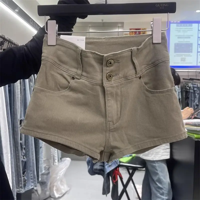 

High Waist Slim Khaki Y2k Shorts Women 2025 New Retro A Word Hip Hot Pants Booty Shorts
