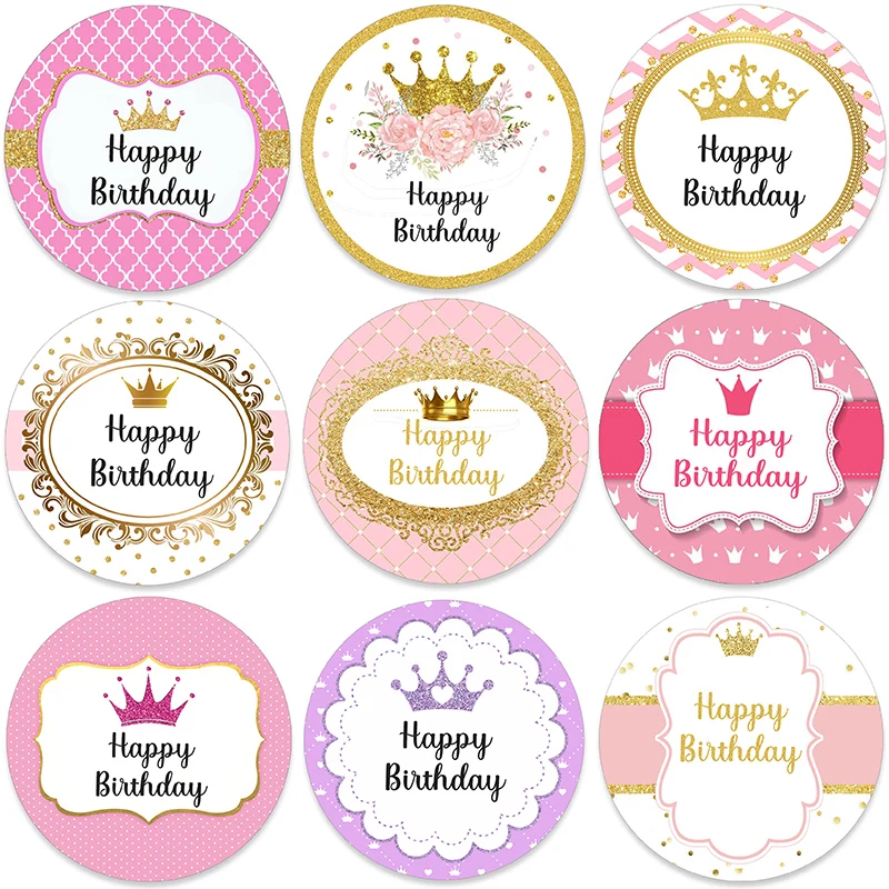 Welcome Little Princess Baby Girl Custom Round Labels Girls Birthday Baby Shower Christening Baptism Fifteen Stickers Any Text