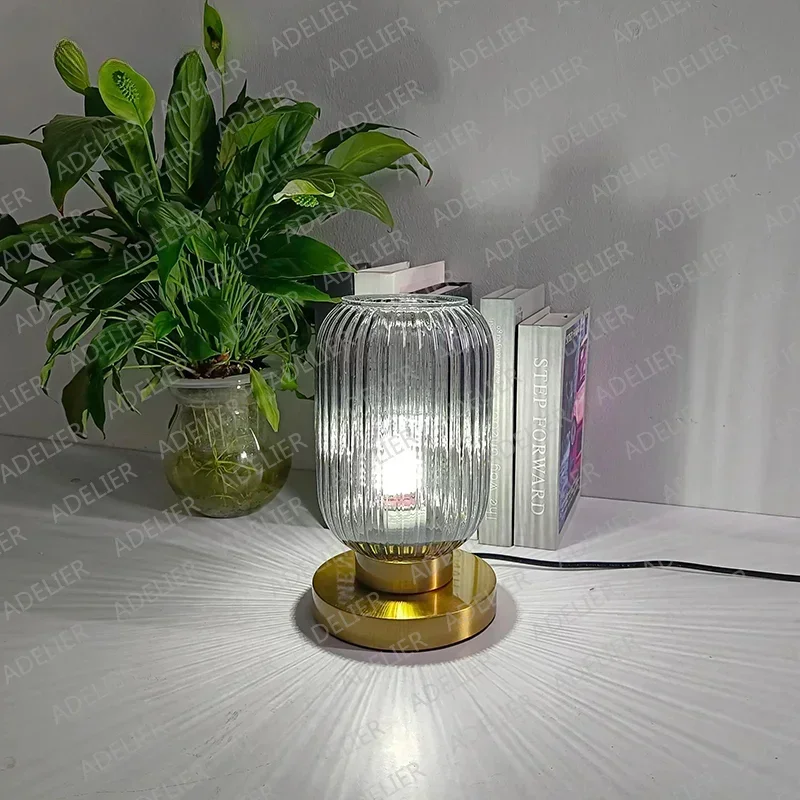 

Nordic pumpkin Glass table lamps Study Bedroom Bedside decor desk lamp Modern living room White Blue Amber Smoky gray glass Lumi