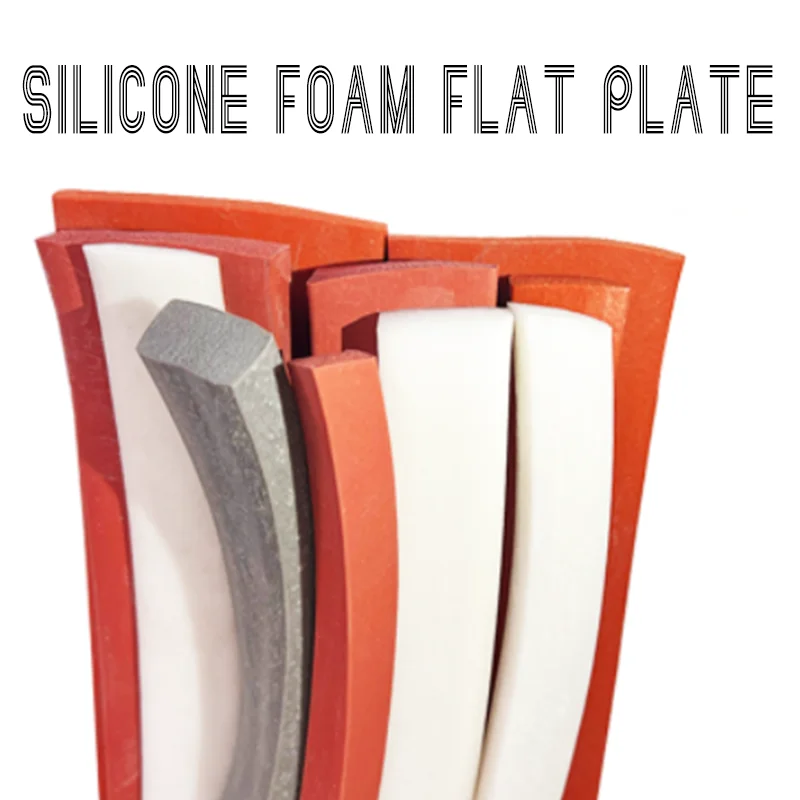 Silicone foam flat sealing strip, high-temperature resistant and waterproof sponge strip, straight shaped square strip.10 meter