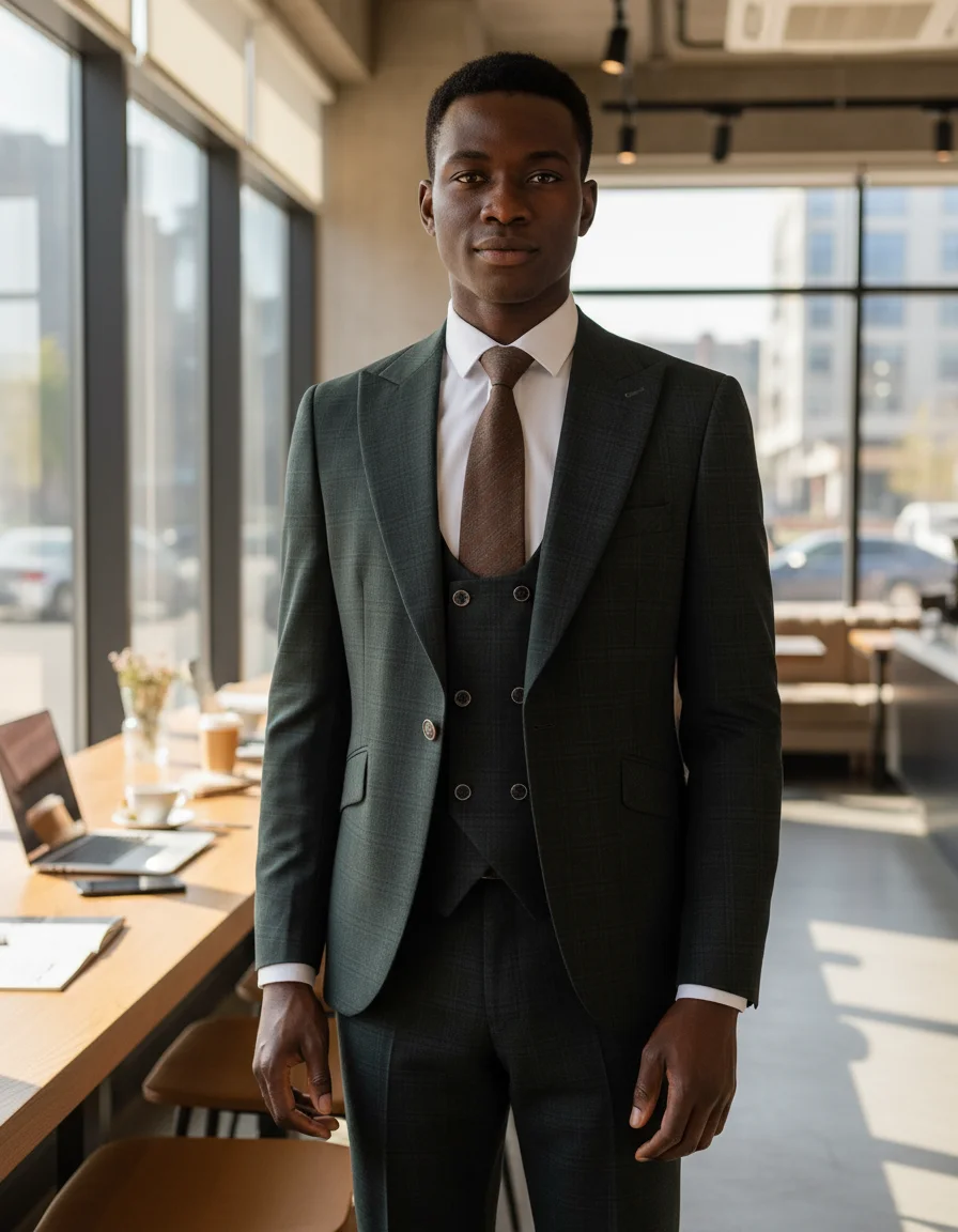 ST Cassy High Quality Green suit Formal Business Office Men's Suits Slim fit casual suit（jacket+Vest+Pants）