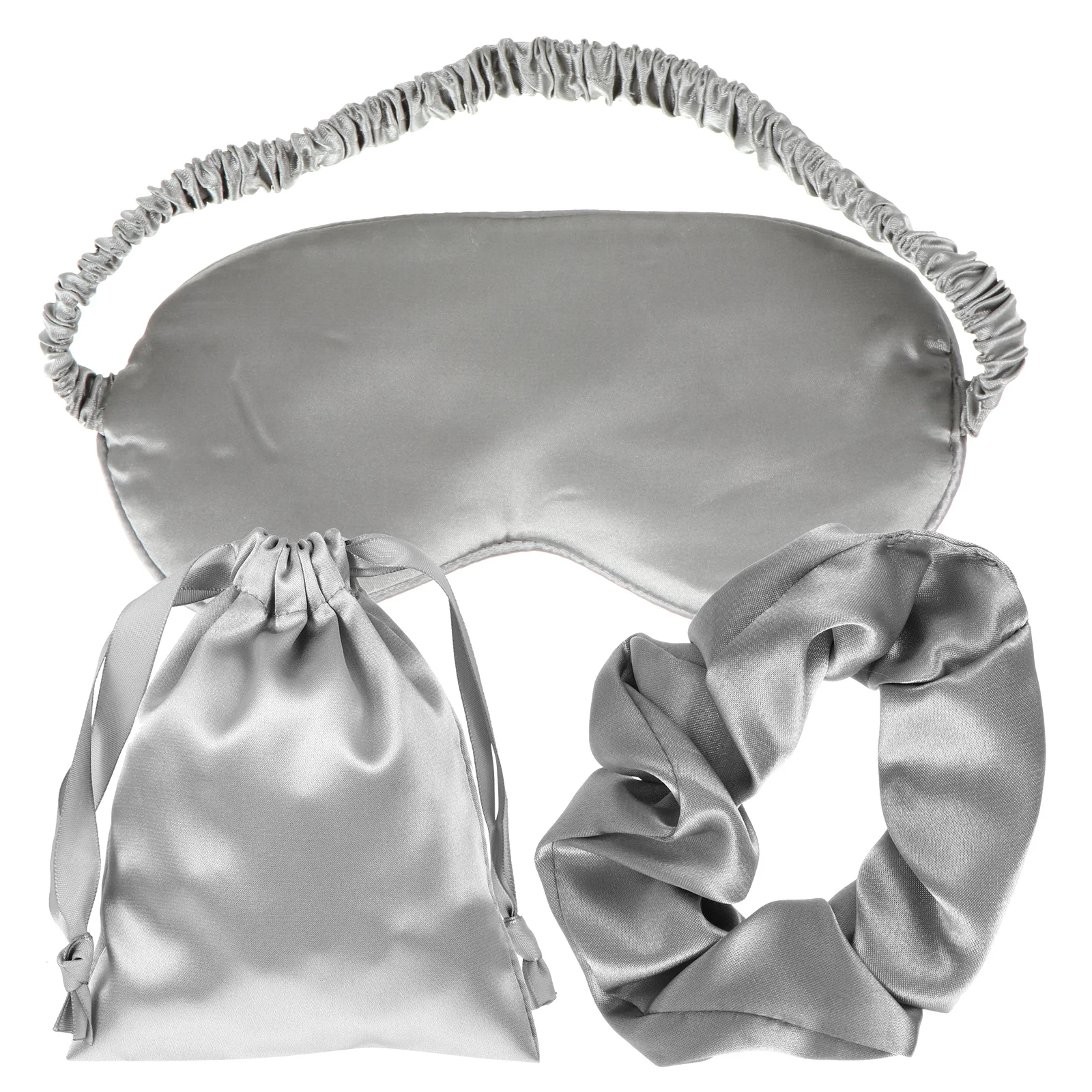 3 Pcs/set Sleep Mask Silk Eye Travel Eyeshade Blindfold Hair Scrunchies and Cover Patch for Better