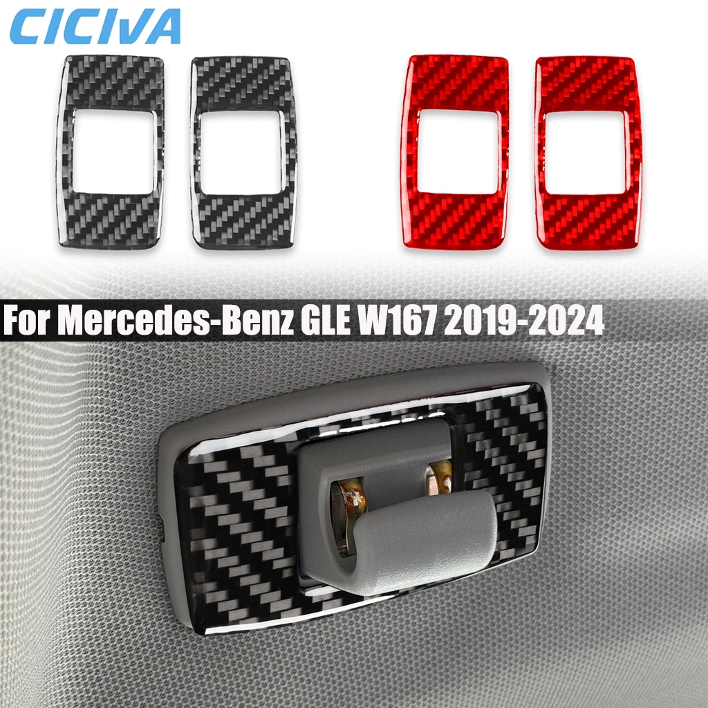 

Carbon Fiber Car Accessories Makeup Mirror Hook Decorative Interior Cover Trim Sticker For Mercedes-Benz GLE W167 2019-2024