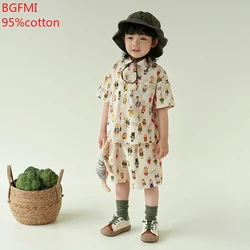 Baby Summer Clothes Kids Clothes Boys Animal Print Pure Cotton Tee and Shorts 2 Pcs Outdoor Clothes for Chidren Outfit Suit
