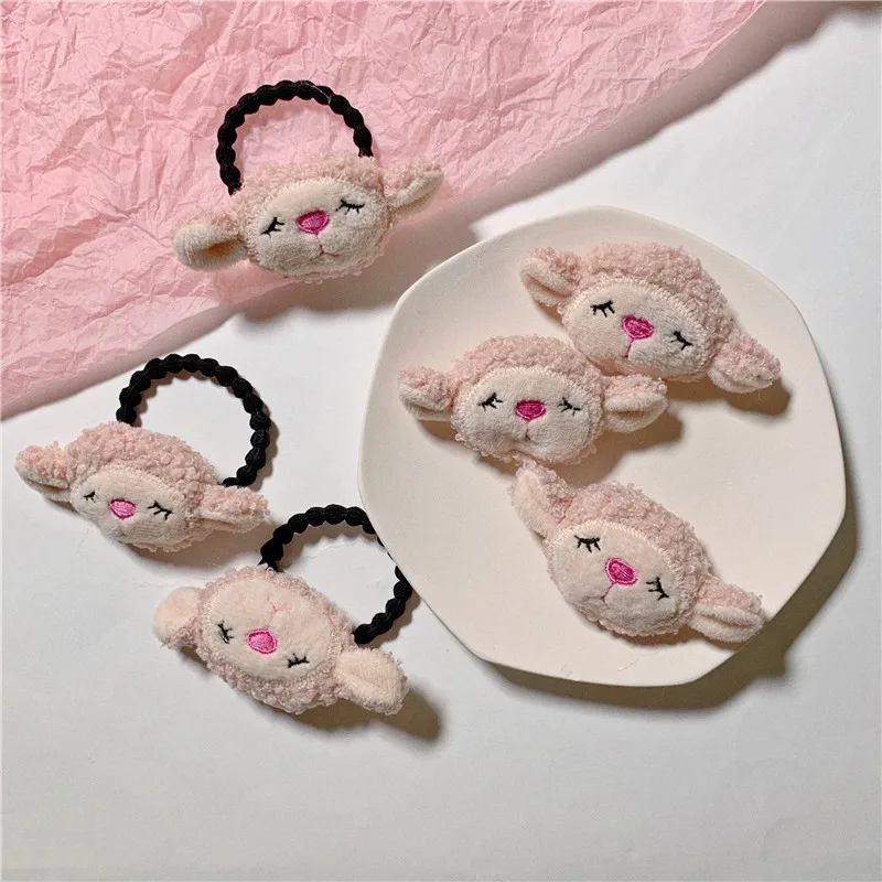 

60Pcs/lot Wholesale Sleeping Lamb Brooch Plush Hair Rope Badge Pin Cute Clothes Bags Stuffed Gift Keychain Key Chain Pta275