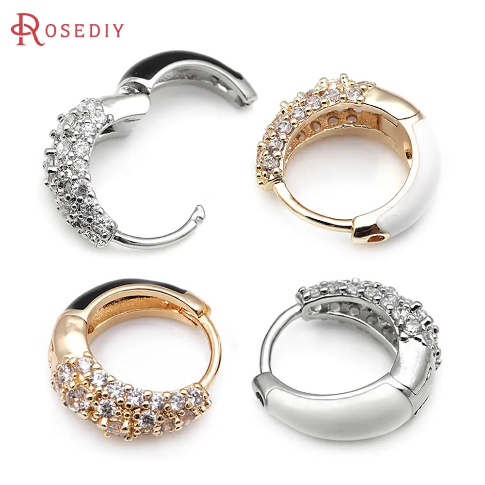 

4PCS Brass Zircon with Oil Paintings Loop Earrings Hoops Women's Earrings High Quality Diy Accessories Rosediy official-website