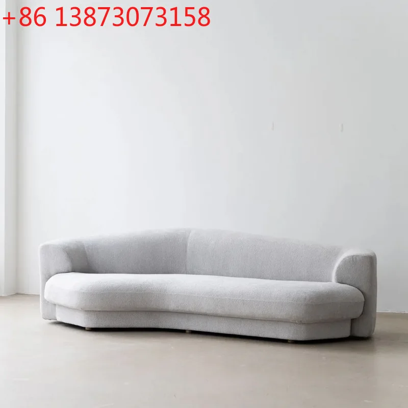 

Designer cream style fabric curved sofa Nordic simple living room small apartment special-shaped sofa