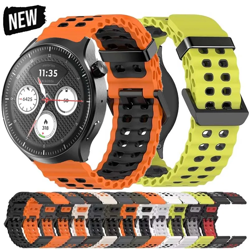 Breathable Two-Tone Silicone Strap For Moto Watch Ultra Sports 22mm Bracelet Band For Motorola Moto Watch 2026/Moto 120 Correa