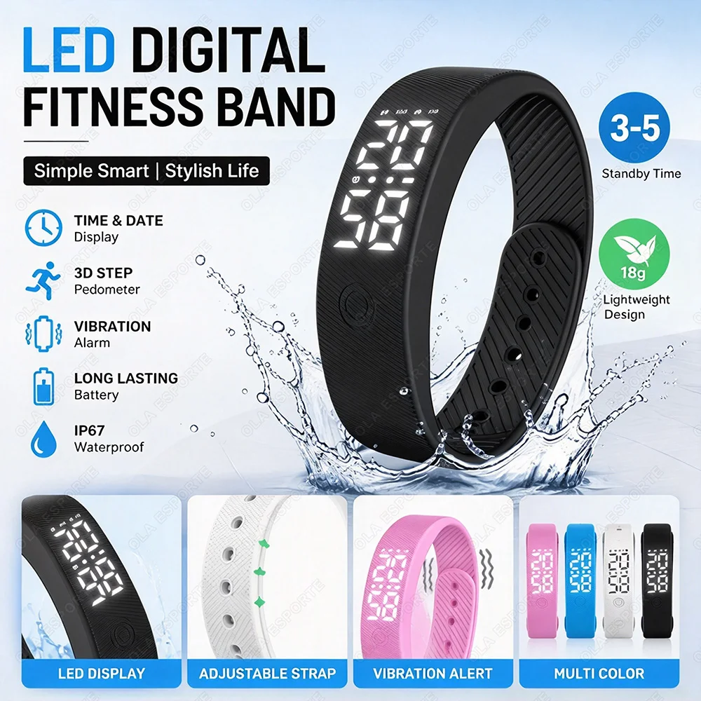 Smart Bracelet LED Digital Waterproof Smart Clock Smartband Running Pedometer Monitor Smart Band Vibration Alarm Reminder NewH10