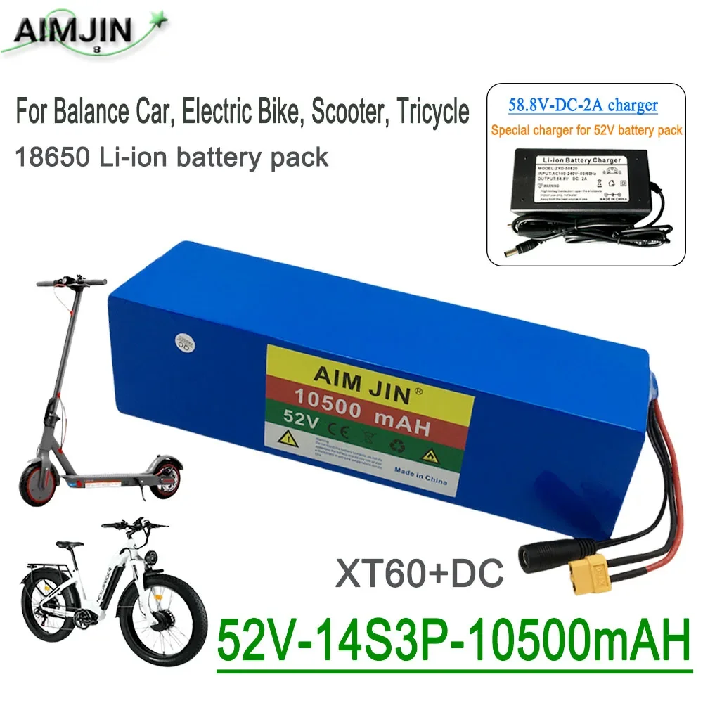 

18650 14S3P 52V Power Battery Rechargeable Lithium Battery Pack Actual Capacity 10500mAh 1000W for Electric Bicycles and Scooter