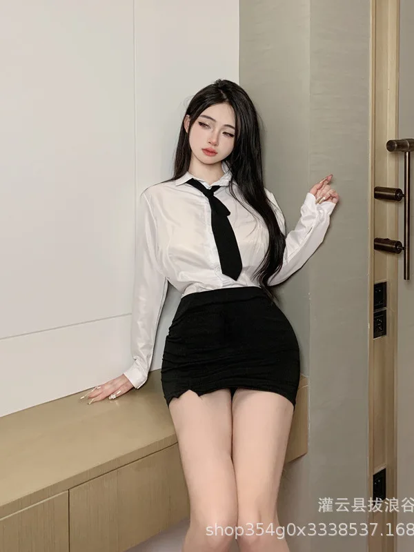 Lingerie Sexy Secretary Mature Charm Elegant Gentle Student Uniform Temptation White Black Skirt Professional Stretch Set YYDL