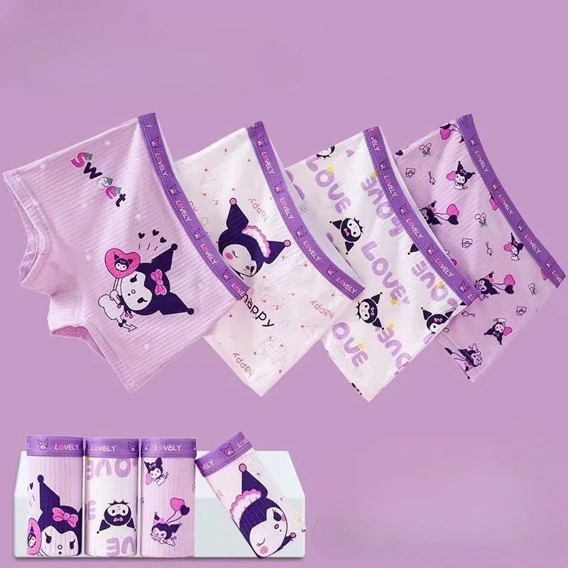 

4pcs Kawaii Kuromi My Melody Anime Children Underwear Pants Cute Cartoon Baby Cotton Antibacterial Breathable Clothes Gifts