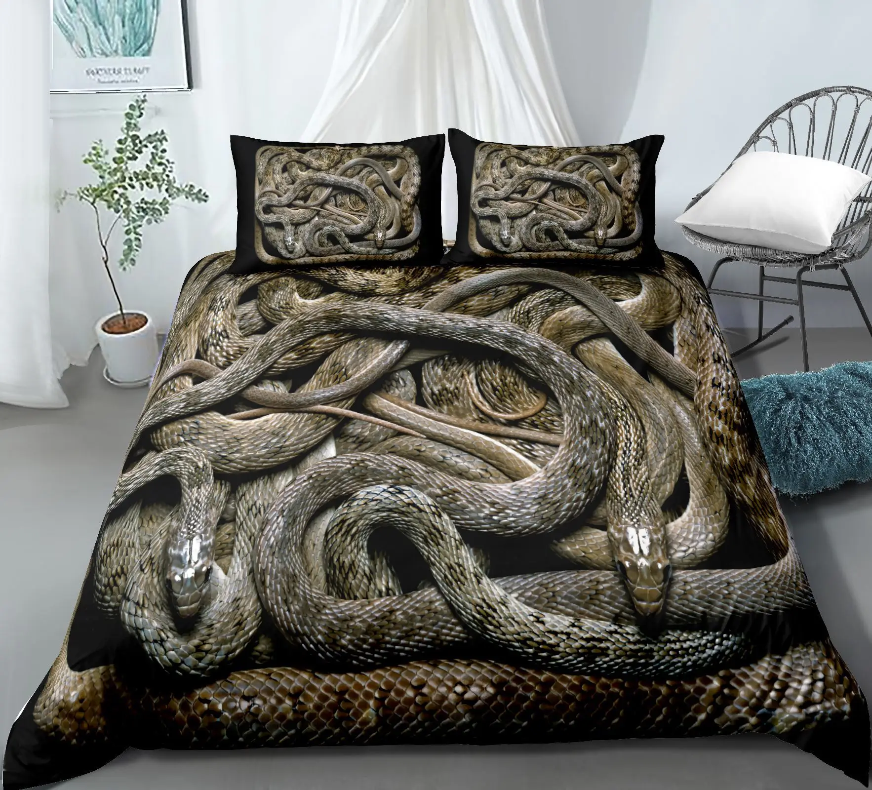 3D Snake Style Bedding Set For Bedroom Soft Duvet Cover Bedspreads For Bed Linen Comefortable Quilt And Pillowcase