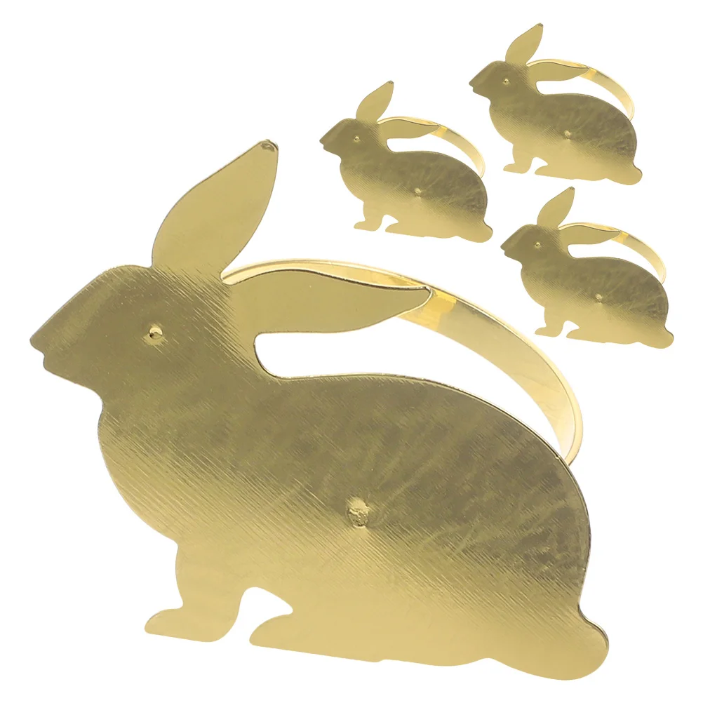 

4pcs Metal Bunny Napkin Rings Easter Rabbit Serviette Holders Decorative Table Decorations Reusable Napkin Buckles For Party