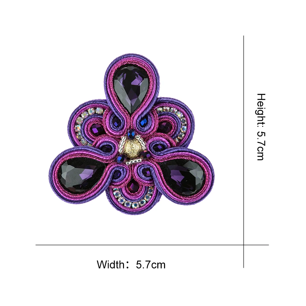 KpacoTa Soutache Jewelry Women\'s brooch High-grade handmade Lapel pins triangle rhinestone Badge Shawl Accessories friends gift