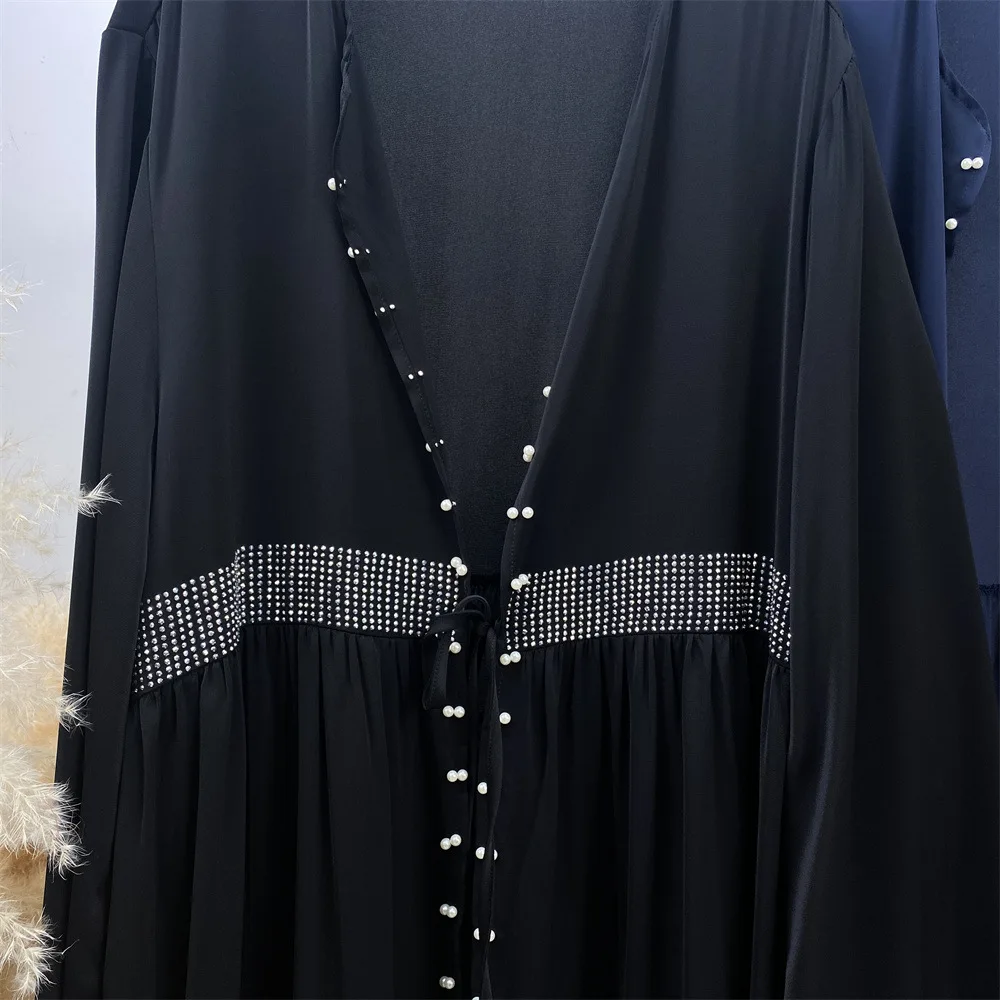 Abayas for Women Muslim Dress Kimono Hijab Dresses Solid Kaftan Eid Islam Clothing Kebaya Ramadan Abaya Jilbab Pearl Dubai Robe