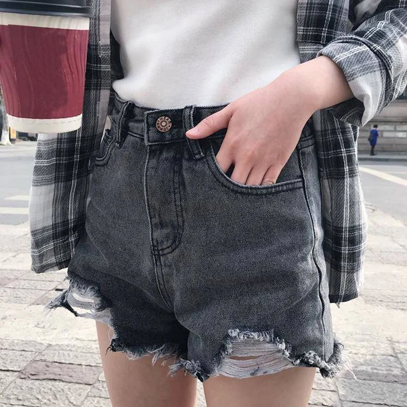 

Summer Hot Sale Girls Fashion Solid Denim Shorts Lady Korean Casual Mini Pants Women Raw Edge Designer High Waist Short Jeans