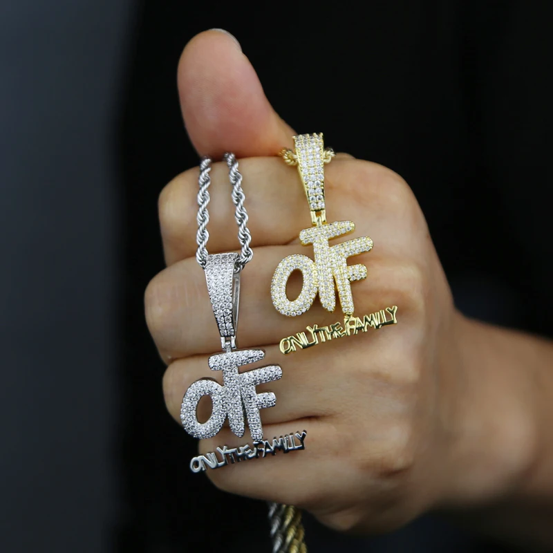 2025 OTF Only The Family Pendant Hip Hop Mini Small Sized Men Boy Gold Color CZ Cubic Zirconia Iced Out Bling Necklace Jewelry