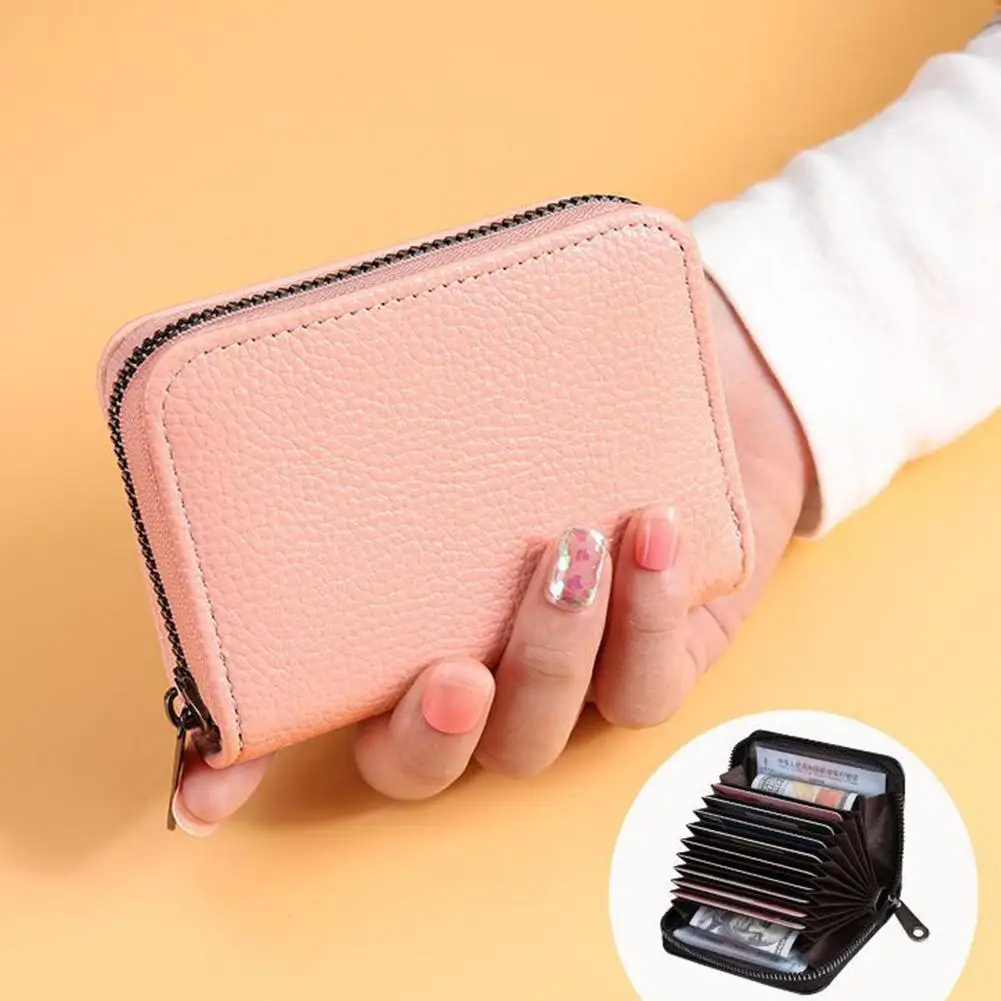 New High-end ID Credit Bank Card Holder With Hasp Wallet Magic Protected Card Case PU Anti Blocking Wallet Rfid Leather Men K8C5