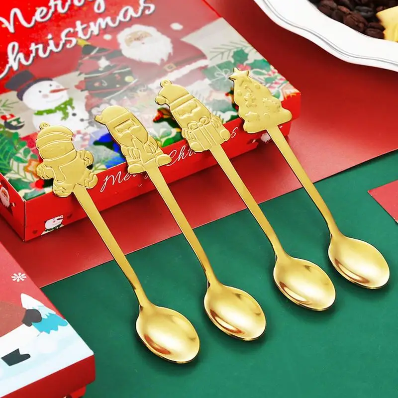 Cute Christmas Spoon Stirring Spoon Coffee Spoon Creative Santa Claus Snowman Christmas Tree Tea Spoon For Stirring Mixing