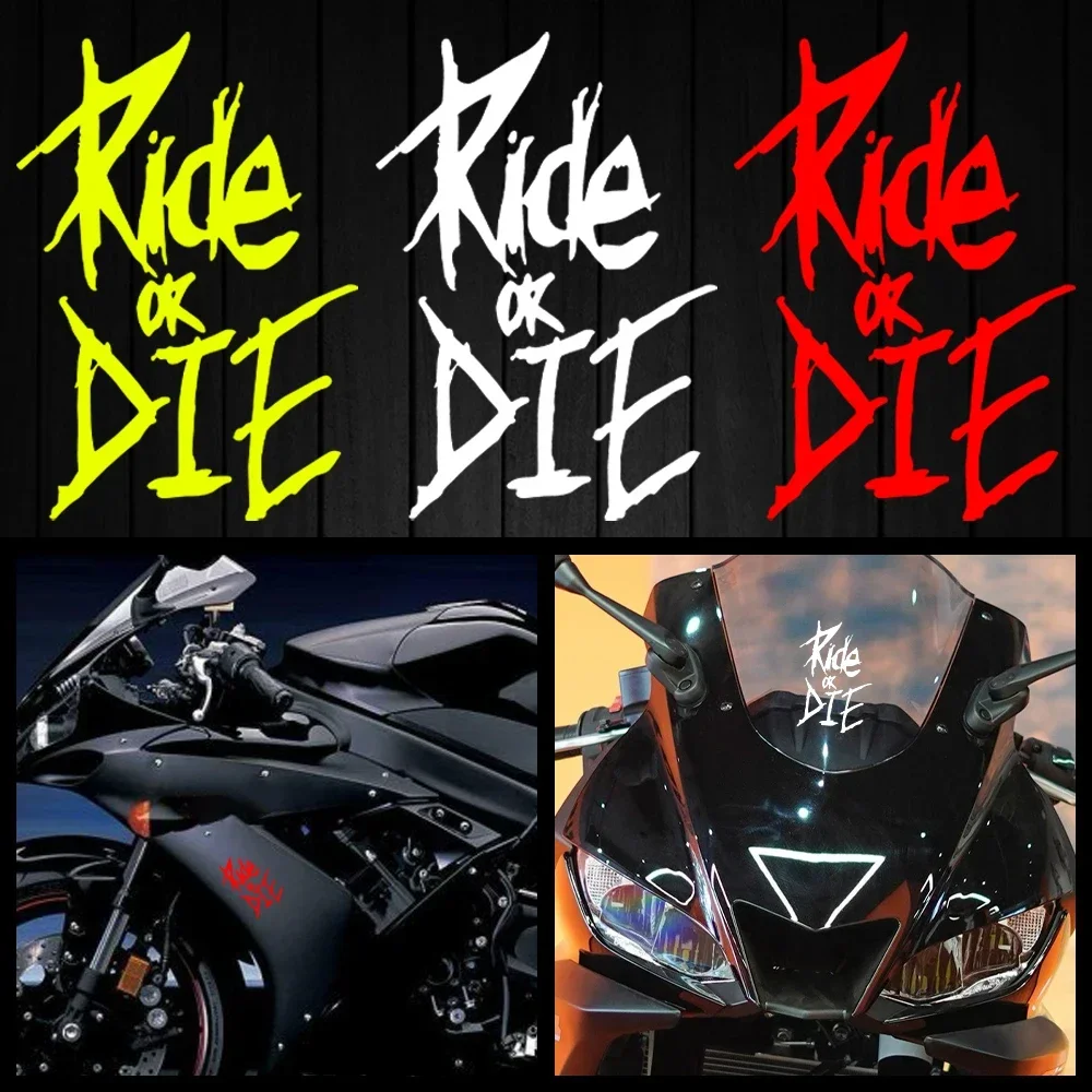 Ride or Die Adesivi riflettenti per moto Telaio per bici MTB Tubo superiore per bicicletta Caschi per carrozzeria auto Accessori per decalcomanie