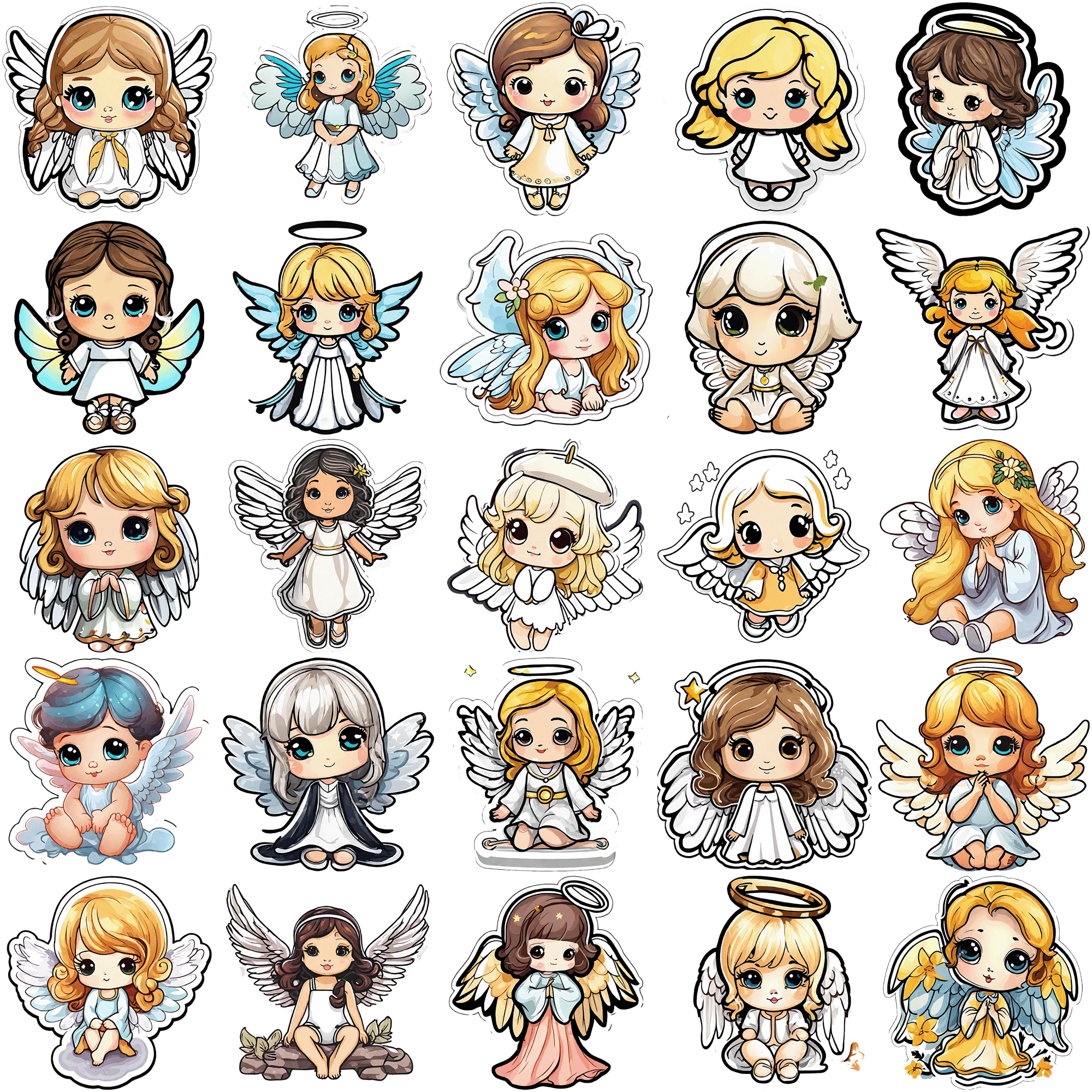 50 pieces of cute little angel stickers Create a Unique Style with 50 Pieces of Colorful Stickers