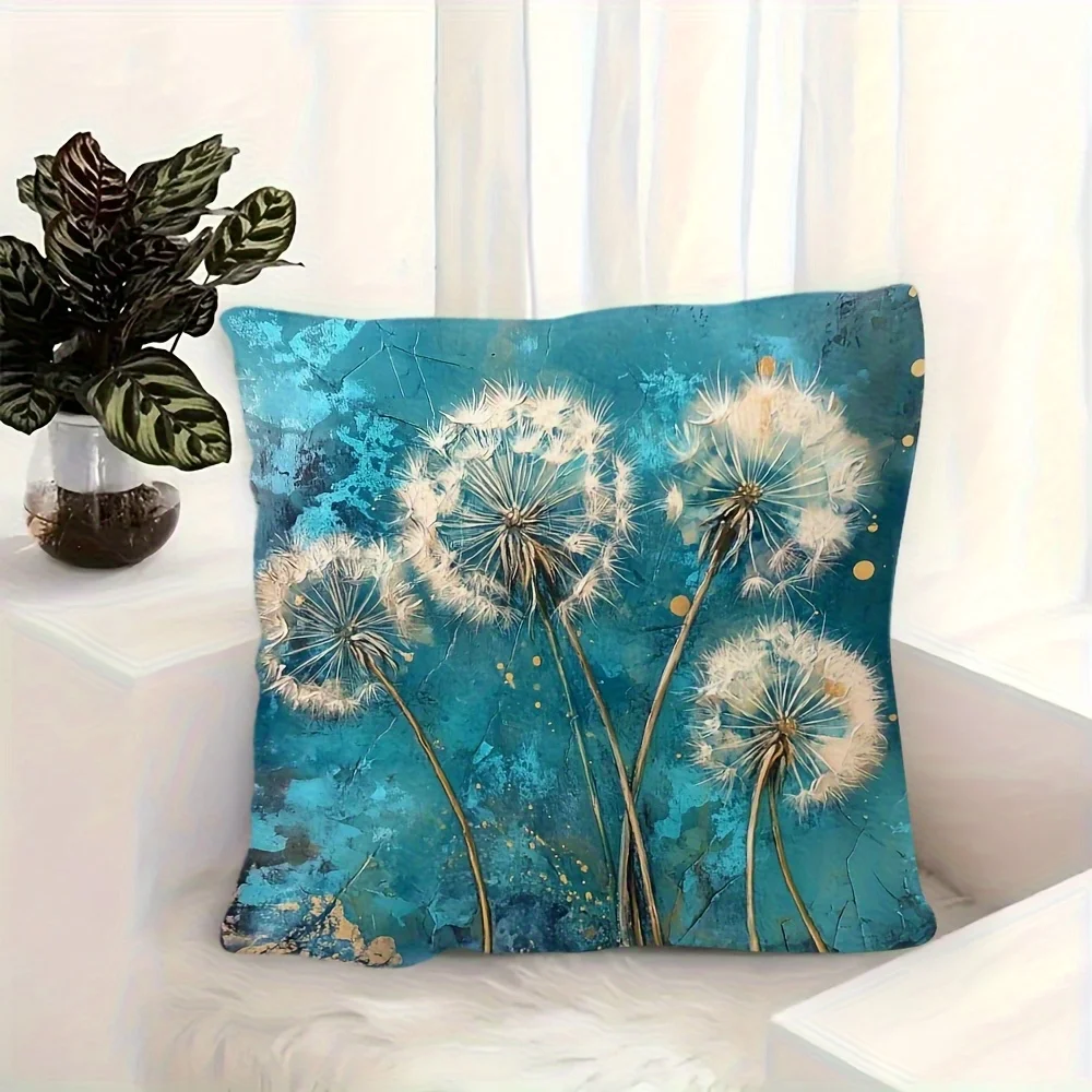 1PC Decorative Pillowcases Dandelion Green Agate Print, 45X45Cm Zipper Closure Sofa Living Room Bedroom Home Decor