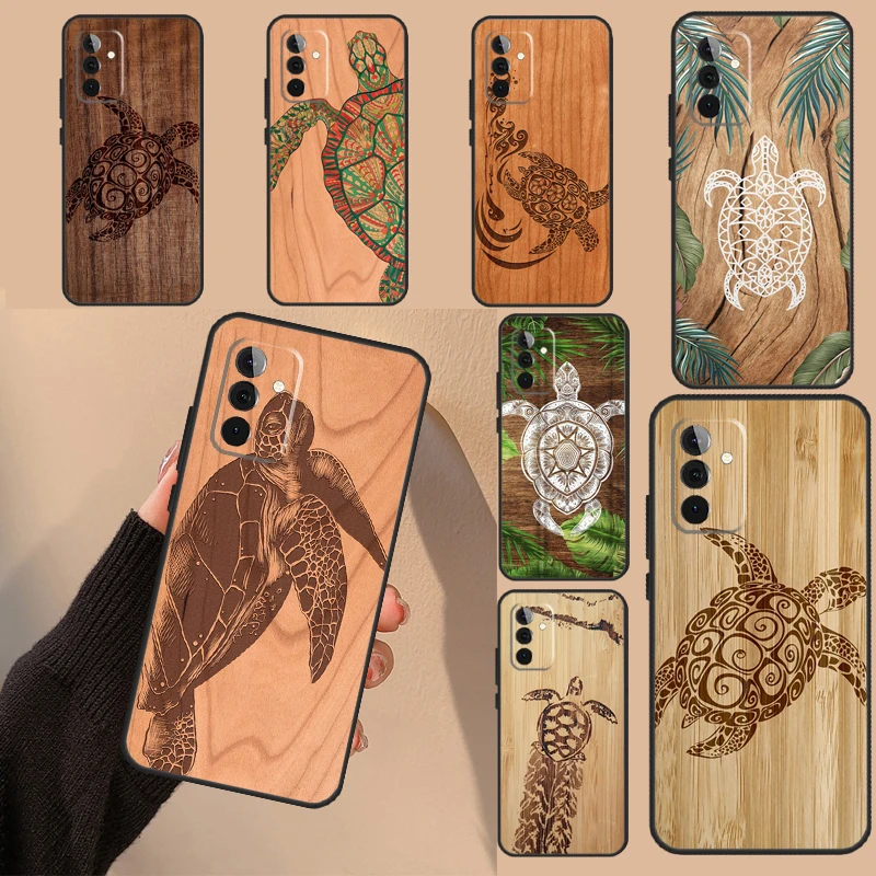 Turtle Wood Pattern Cover For Samsung Galaxy A54 A34 A14 A24 A12 A22 A32 A52 A51 A71 A13 A23 A33 A53 Phone Case
