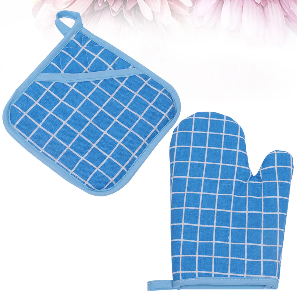 

4pcs Cotton Linen Thermal Insulation Gloves Pads Heat Resistant Kitchen Supplies For Oven Microwave Use Mitts Pad