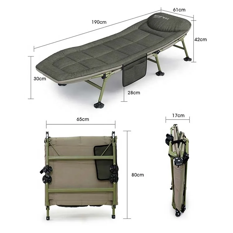 Green Instock Portable Backpack Folding Lounge Chair Camping Cot Indoor&Outdoor Folding Bed for Travel Office Camping Beds