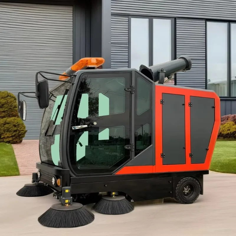 All Weather Sealed Cabin Rechargeable Electric Dust Sweeper Large Garbage Bin Community Plaza Cleaning Vehicle