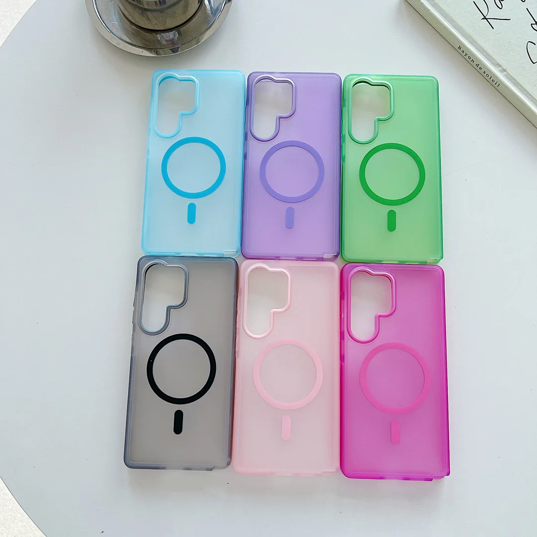 

High End Anti Scratch Anti Slip Skin Feel Strong Case For Samsung Galaxy S24 S25 S26 Ultra Plus Magnetic Wireless Charge Cover