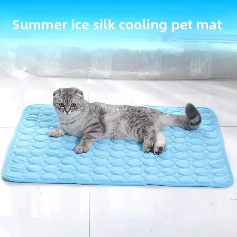 Pet Summer Ice Silk Cooling Pad, Large Medium Small Dogs Cats, Breathable Non-Slip Bite-Resistant Easy Wash, Universal Pet Mat view 3