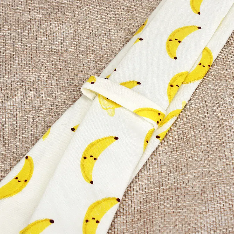 Cotton Men\'s Colourful Tie Banana Fruits Ties For Man Narrow Necktie Slim Skinny Cravate Narrow Thick Adults Women Neckties