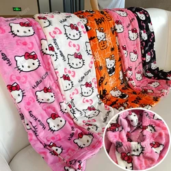 Sanrio boże narodzenie Hello Kitty piżama Halloween flanelowa moda Kawaii wełniane Anime kreskówka na co dzień domowe spodnie jesień