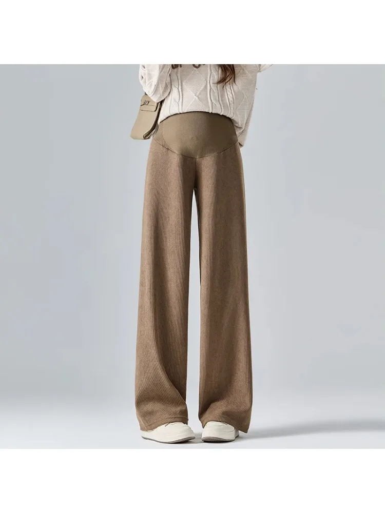 Pantalon de maternité à jambes larges, ample, droit, taille élastique, ventre Long, pour femmes enceintes, grossesse pour jeunes, automne hiver 2026