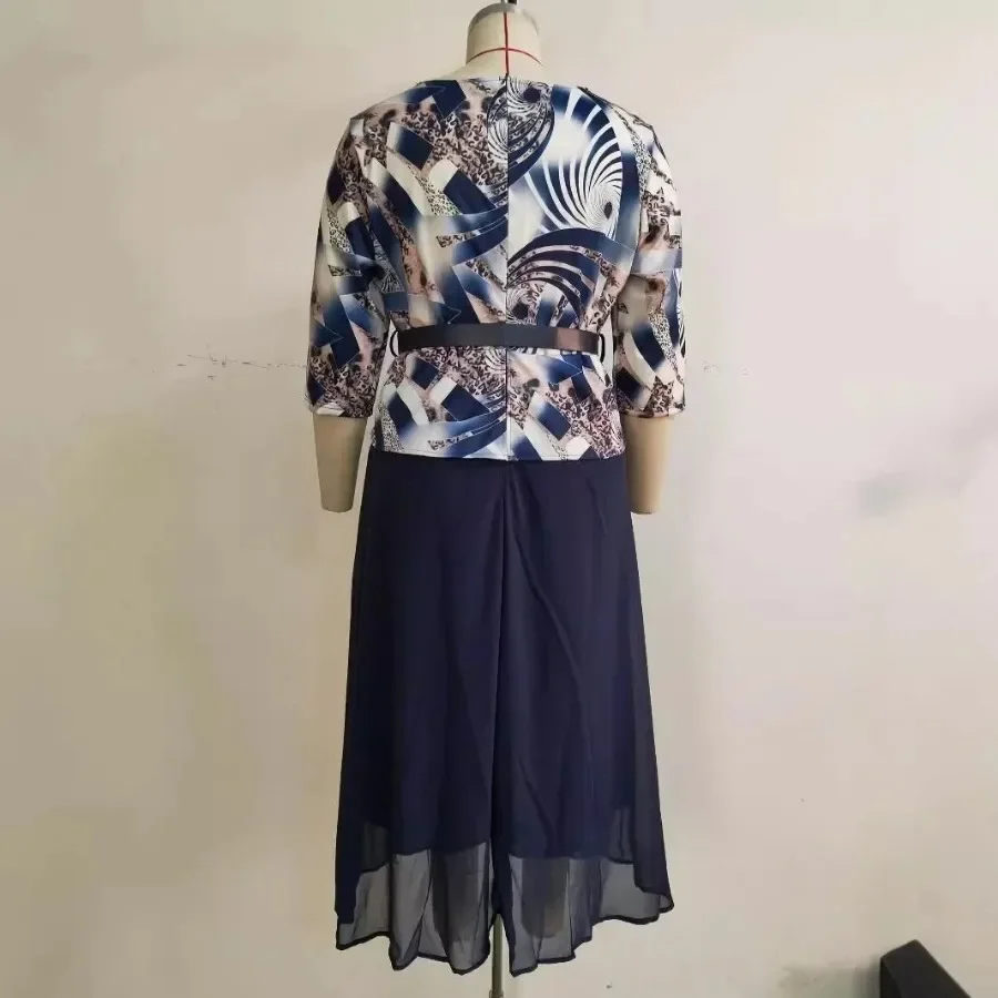 XL-5XL Autumn Fashion Africa 3/4 Sleeve V-neck Polyester Print Plus Size Long Maxi Dress Gowns Dashiki African Dresses for Women image 5