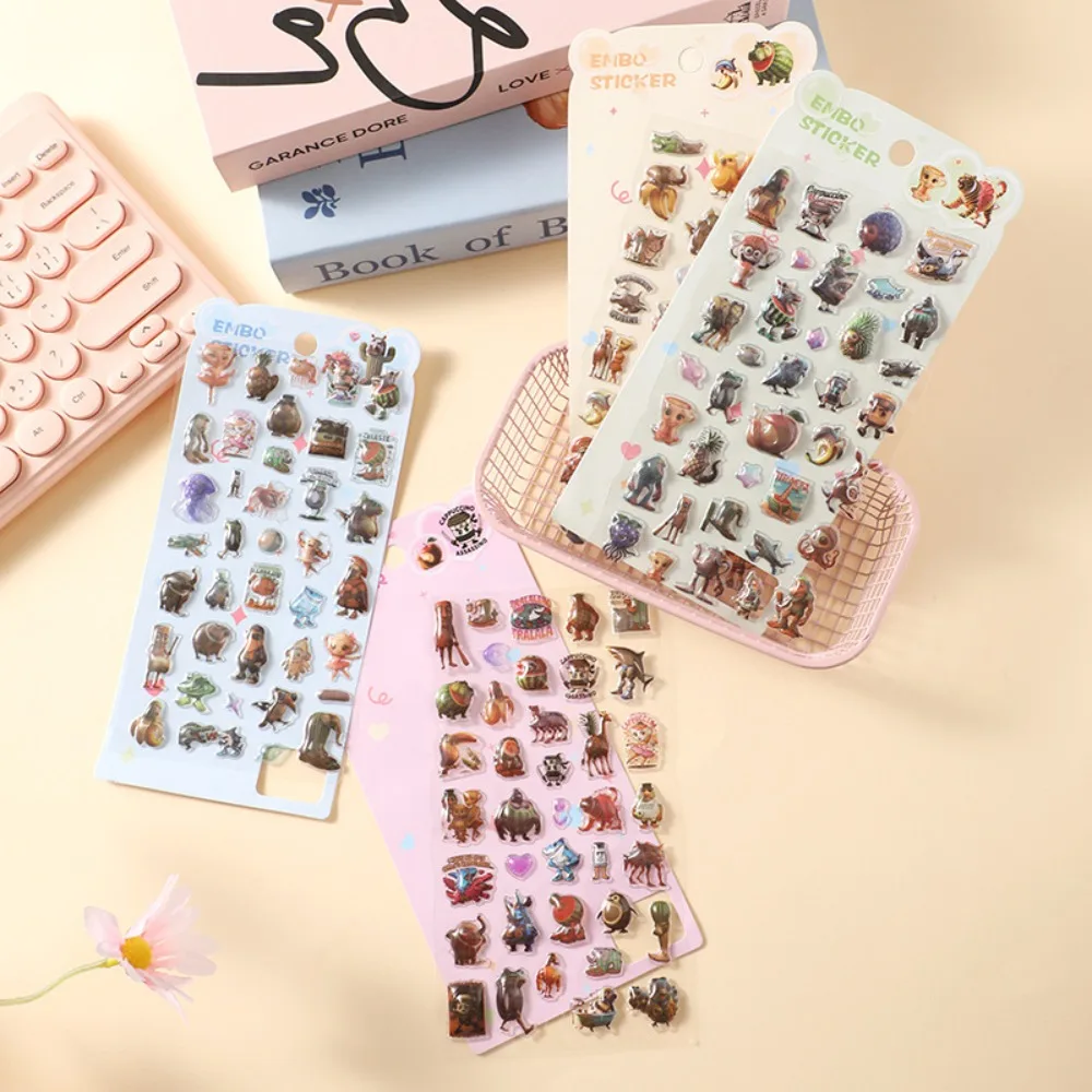 

НОВЫЙ 1/4 шт. 3D Kawaii итальянский Brainrot мультфильм 3D ПЭТ рельефная водная наклейка милый DIY чехол для мобильного телефона декоративная наклейка @@