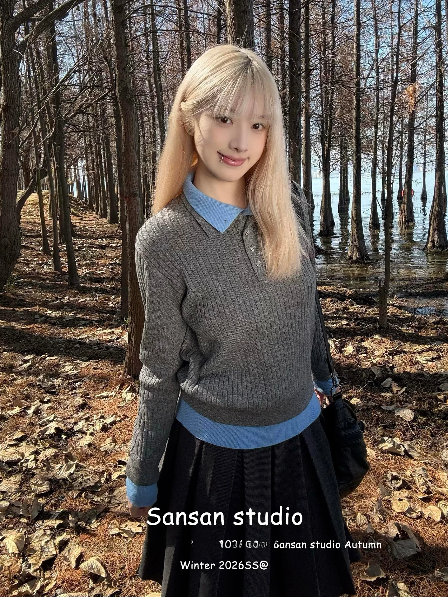 

Американский ретро-свитер с эффектом двухслойности для женщин, новинка ранней весны, свободный крой, двойной воротник, удобный повседневный топ