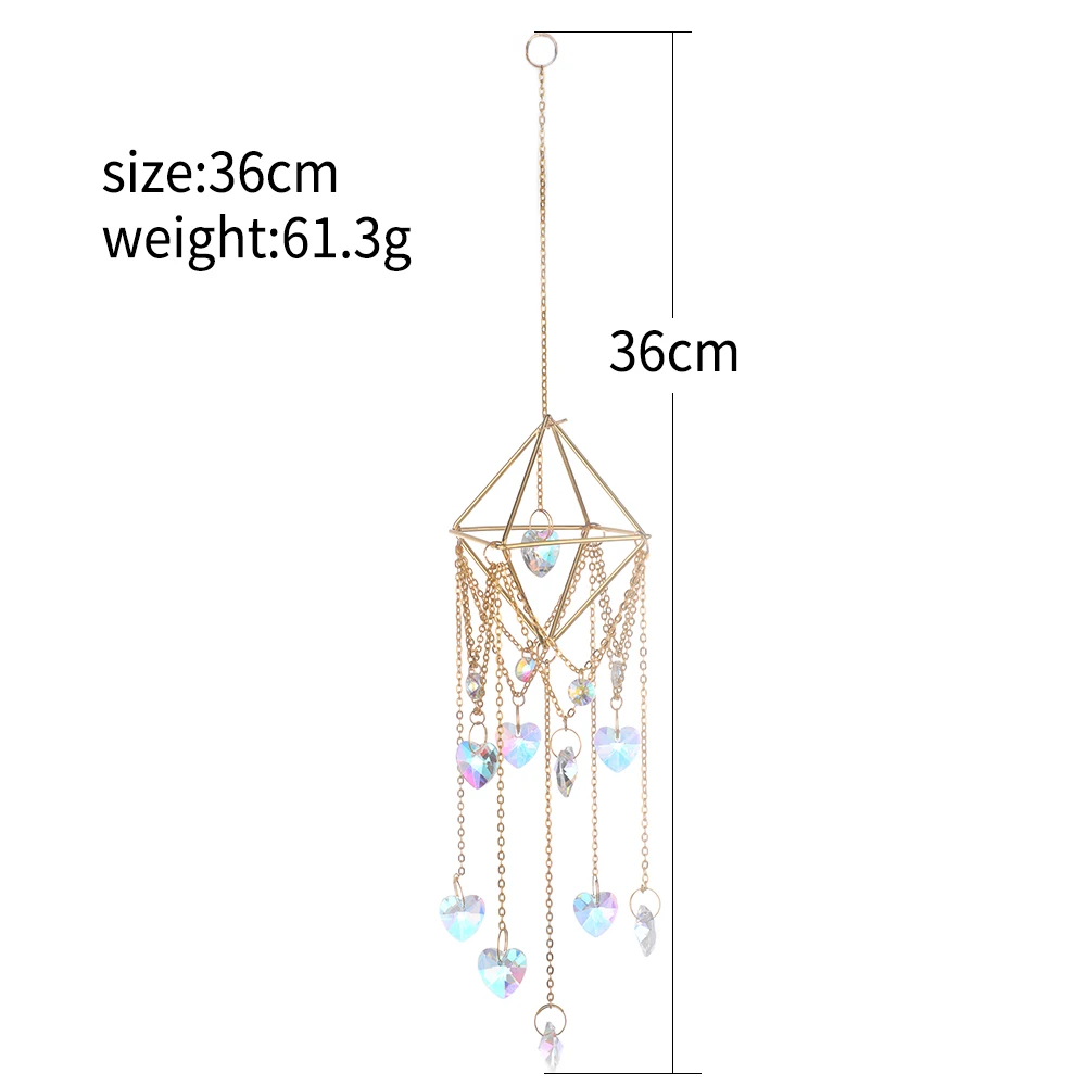 Prisma De Vidro De Cristal Pendurado Coração Suncatcher, Decoração Do Jardim De Fadas, Rainbow Maker, Crystal Catcher, Ornamento De Casamento