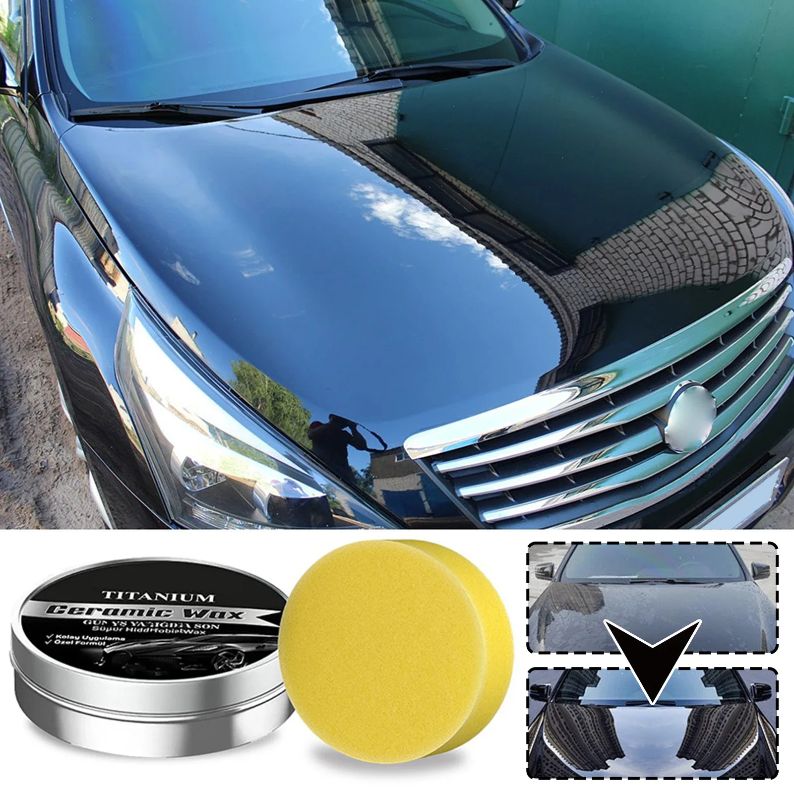 

Car Scratch Repair Wax,Quick Carwash Car Wax,Titaniums Ceramic Wax Cream Professional Car Wax Coating Agents Car Care Products
